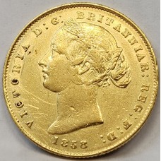 AUSTRALIA 1858 . ONE 1 SOVEREIGN . SYDNEY . GOLD . SCRATCH MARKS